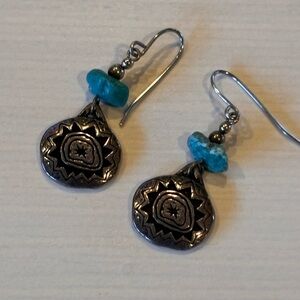 Southwestern Silver & Turquoise Medallion Earrings